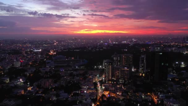 Sonnenuntergang Himmel Bangalore Stadt Hohe Luftaufnahme Indien — Stockvideo