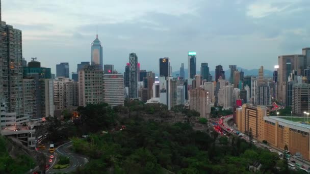 Günbatımı Zamanı Hong Kong Wan Chai Bölgesinde Rating Sokak Şehir — Stok video
