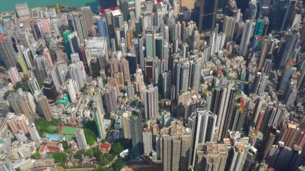 Soleggiato Hong Kong Città Centro Wan Chai Distretto Alta Aerea — Video Stock