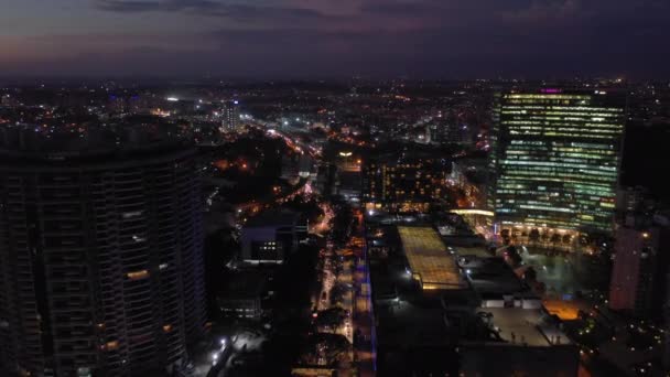 Cielo Nocturno Bangalore Ciudad Alto Antena Panorama India — Vídeos de Stock