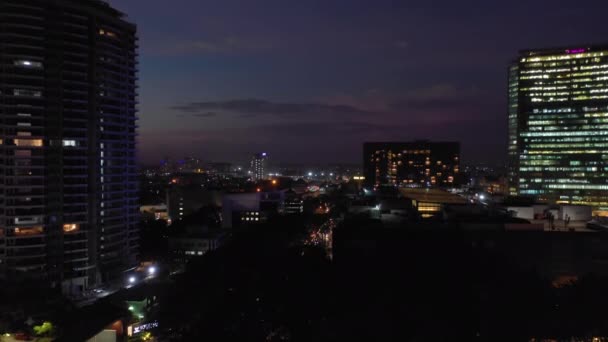 Céu Noturno Bangalore Cidade Alta Aérea Panorama Índia — Vídeo de Stock