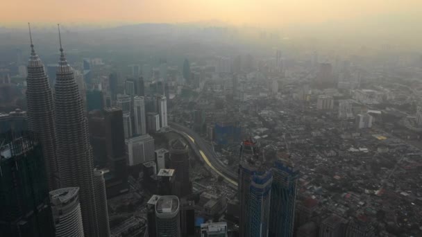 Kuala Lumpur Malásia Setembro 2018 Noite Kuala Lumpur Downtown Aerial — Vídeo de Stock