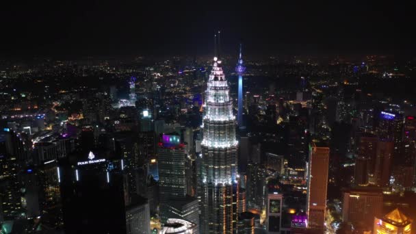 Kuala Lumpur Malajzia Szeptember 2018 Éjszakai Kuala Lumpur Belvárosi Légi — Stock videók