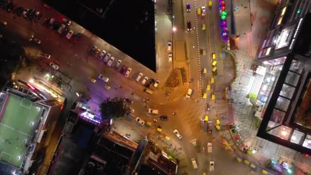 Nacht Verlichting Bangalore Beroemde Mall Verkeer Straat Plein Luchtfoto Pioniersessies — Stockvideo