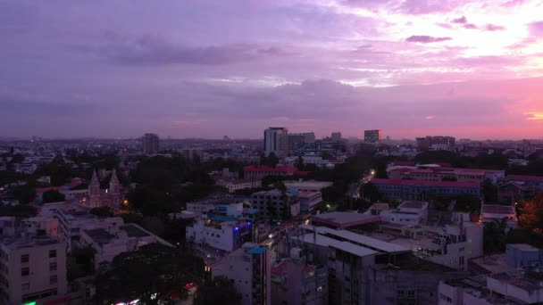 Atardecer Cielo Bangalore Ciudad Alto Antena Panorama India — Vídeo de stock