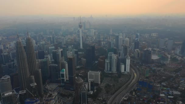 Kuala Lumpur Malasia Septiembre 2018 Noche Kuala Lumpur Panorama Aéreo — Vídeos de Stock