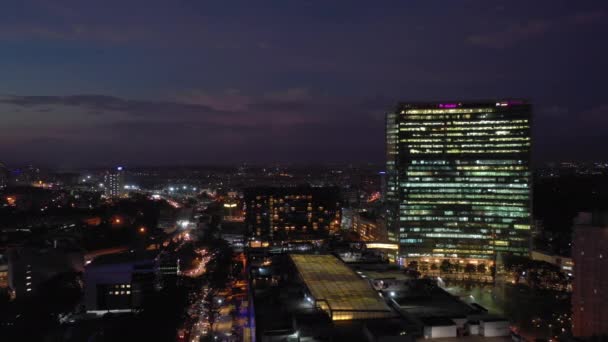 Night Sky Bangalore City High Aerial Panorama India — Stock Video