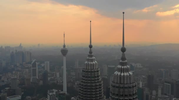 Kuala Lumpur Malaysia September 2018 Evening Kuala Lumpur Downtown Aerial — Stock Video