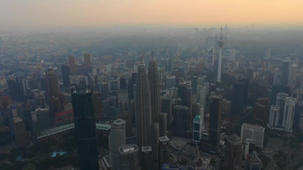 Kuala Lumpur Maleisië September 2018 Avond Kuala Lumpur Downtown Aerial — Stockvideo