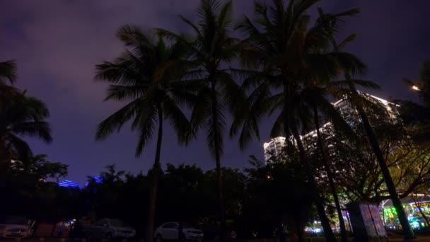 Night Time Sanya Island Park Panorama Timelapse Hainan Island China — Stock Video