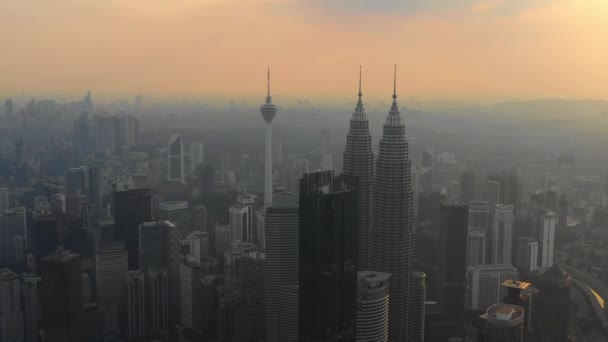 Kuala Lumpur Malásia Setembro 2018 Noite Kuala Lumpur Downtown Aerial — Vídeo de Stock