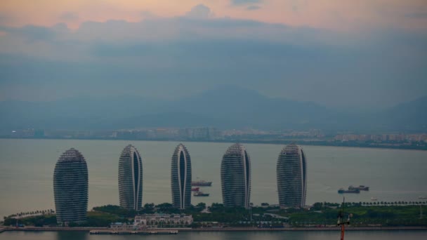 Sanya Çin Eylül 2018 Hainan Adası Ünlü Sanya Phoenix Otel — Stok video