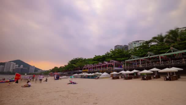 Słynny Dadonghai Sanya Zachód Zatłoczone Plaża Panorama Timelapse Hainan Island — Wideo stockowe