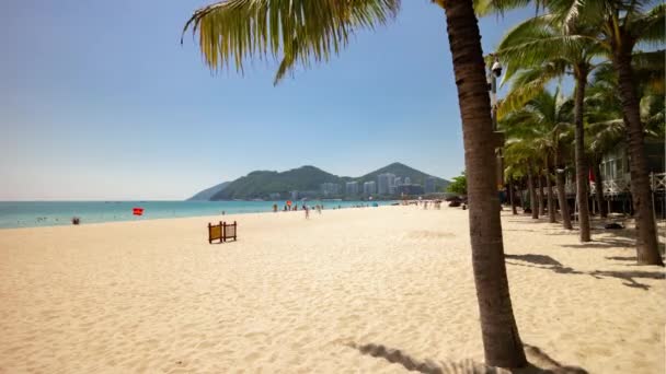 Sanya Soleado Día Famoso Dadonghai Playa Panorama Timelapse Hainan Isla — Vídeo de stock