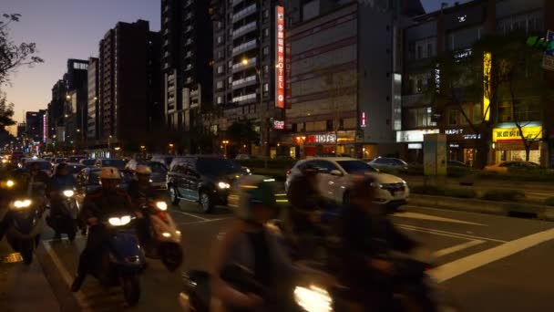Taipei Tayvan Ocak 2018 Akşam Taipei Şehir Trafik Caddesi Yol — Stok video