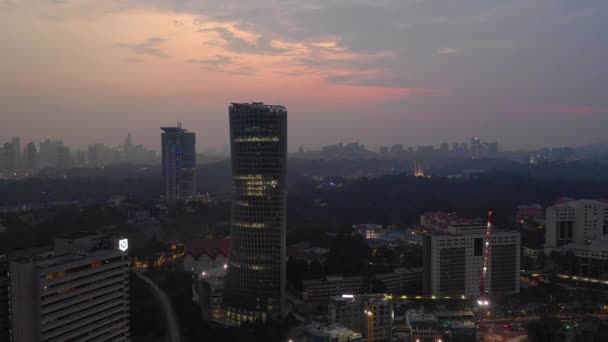 Kuala Lumpur Malajsie Září 2018 Večerní Kuala Lumpur Letecké Panorama — Stock video