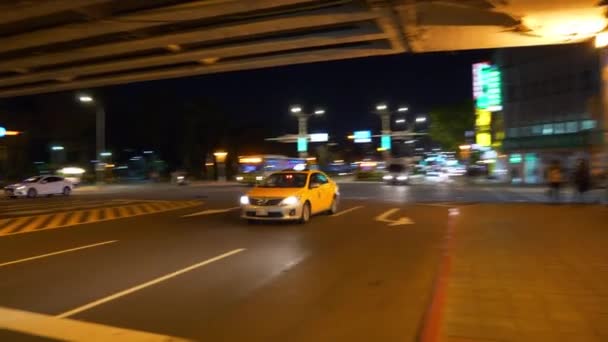 Taipei Taiwan Januar 2018 Abend Taipei Stadtverkehr Strasse Kreuzungspanorama Circa — Stockvideo