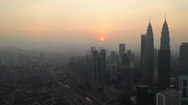 Kuala Lumpur Malásia Setembro 2018 Noite Kuala Lumpur Downtown Aerial — Vídeo de Stock