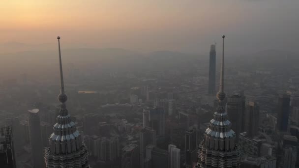 Kuala Lumpur Malásia Setembro 2018 Noite Kuala Lumpur Downtown Aerial — Vídeo de Stock