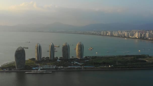 Sanya China Septiembre 2018 Panorama Aéreo Del Famoso Hotel Sanya — Vídeos de Stock