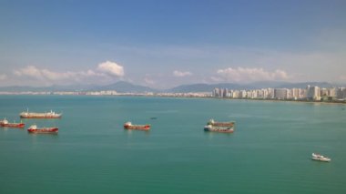 güneşli bir gün hainan Adası sanya defne gemi Park hava panorama 4k timelapse Çin