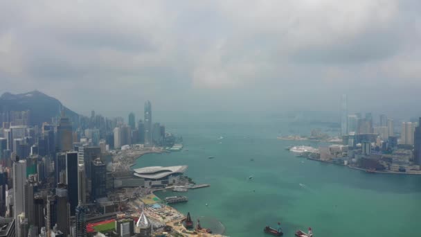 Hong Kong Cidade Centro Cidade Dia Tempo Victoria Porto Baía — Vídeo de Stock