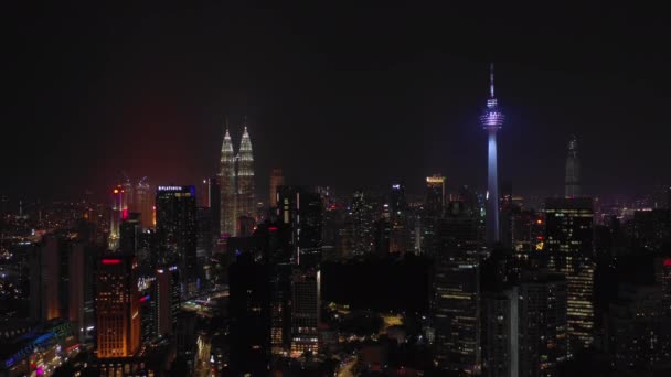 Kuala Lumpur Malasia Septiembre 2018 Noche Kuala Lumpur Panorama Aéreo — Vídeo de stock