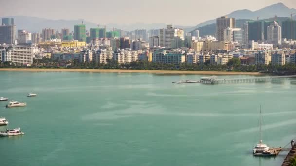 Güneşli Bir Gün Hainan Adası Sanya Defne Gemi Park Hava — Stok video
