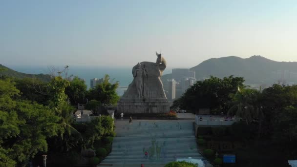 Evening Time Sanya City Famous Park Top Aerial Panorama Hainan — Stock Video