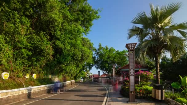 Slunečný Večer Sanya Slavný Park Horní Silnici Panorama Timelapse Hainan — Stock video