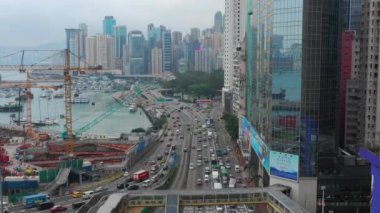 Hong Kong - 21 Aralık 2016: gün zaman hong kong şehir trafik tramvay yol yolculuk panorama 4k yaklaşık 21 Aralık 2016 hong kong.