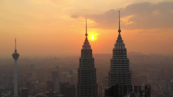 Kuala Lumpur Malásia Setembro 2018 Noite Kuala Lumpur Downtown Aerial — Vídeo de Stock