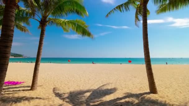 Słoneczny Dzień Sanya Dadonghai Słynnej Plaży Panorama Timelapse Hainan Island — Wideo stockowe