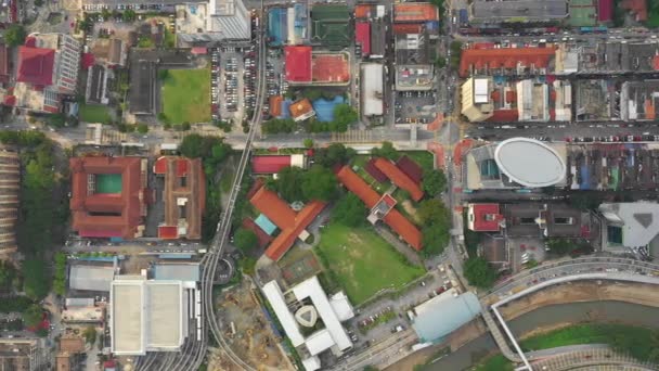 Evening Kuala Lumpur Cityscape Traffic Streets Aerial Topdown Panorama Malaysia — Stock Video