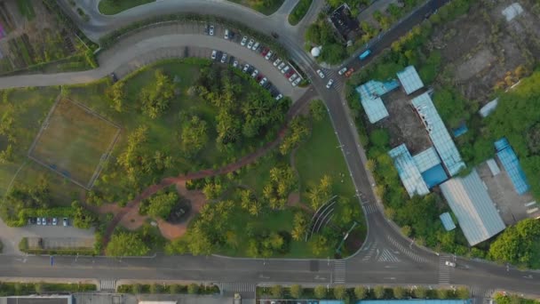 Hora Del Día Sanya Paisaje Urbano Calle Panorámica Aérea Timelapse — Vídeo de stock