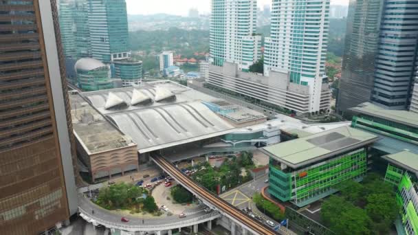 Serata Tempo Kuala Lumpur Città Stazione Ferroviaria Panoramica Aerea Malesia — Video Stock