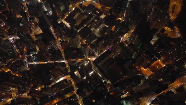 夜间照明香港城市交通街道空中顶盖全景4K — 图库视频影像