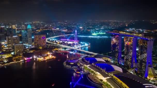 Soumrak Osvětlený Singapur Město Čína Město Tržní Anténa Převrácen Panorama — Stock video