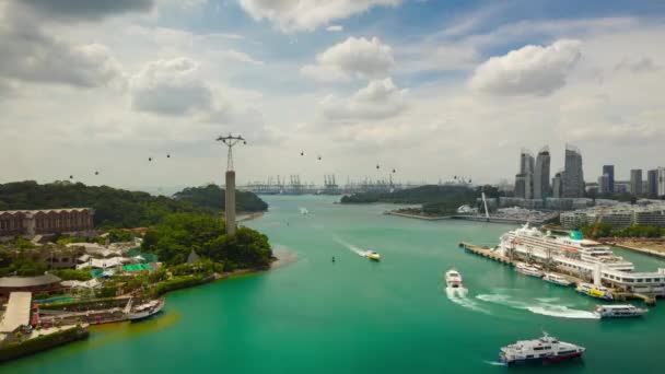 Tagesflug Über Singapore City Luftaufnahme Zeitraffer — Stockvideo