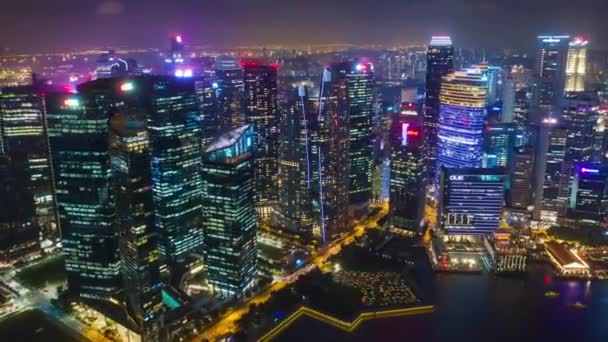 Skymningen Upplyst Singapore Staden Kina Staden Marknaden Antenn Topdown Panorama — Stockvideo