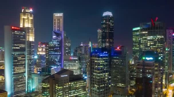Skymningen Upplyst Singapore Staden Kina Staden Marknaden Antenn Topdown Panorama — Stockvideo