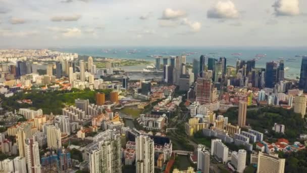 Voo Diurno Sobre Singapore Cidade Panorama Aéreo Timelapse — Vídeo de Stock