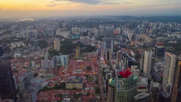 Dzienny Lot Nad Miastem Singapore Panorama Lotnicza Timelapse — Wideo stockowe