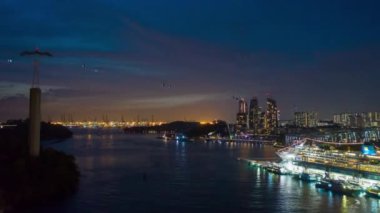 yanan alacakaranlık Kent Pazar Hava manzara 4k film