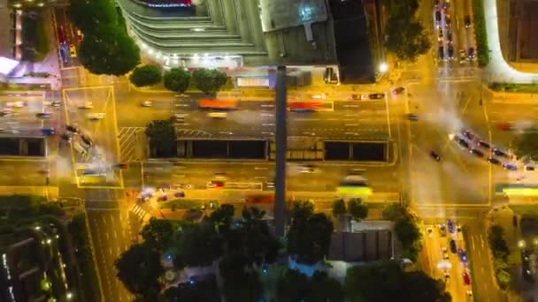Twilight Verlicht Singapore Stad China Stad Markt Lucht Topdown Panorama — Stockvideo