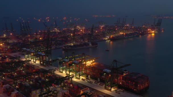 Singapore Timelapse Verlichte Dock Stadsbeeld Beelden Panorama — Stockvideo