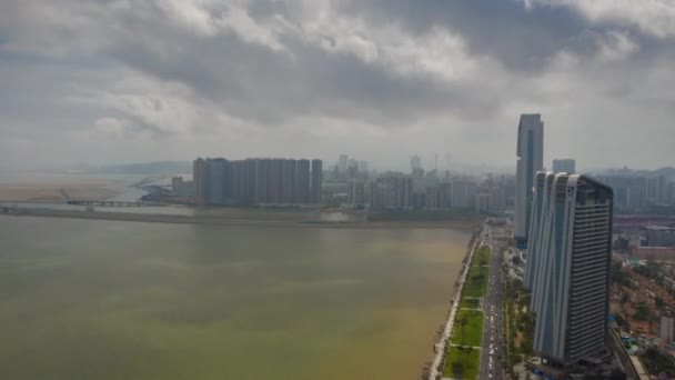 Macau Febrero 2019 Paisaje Urbano Macao Panorama Aéreo Orillas Del — Vídeos de Stock