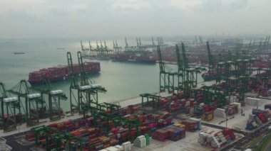Singapur 4k zaman dilimi rıhtım manzaralı panorama 
