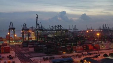 Singapur 4k zaman dilimi rıhtım manzaralı panorama 