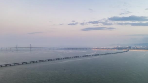 Macau Febbraio 2019 Paesaggio Urbano Macao Panorama Aereo Lungo Fiume — Video Stock